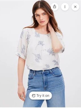 LOFT Leafed Bubble Sleeve Blouse